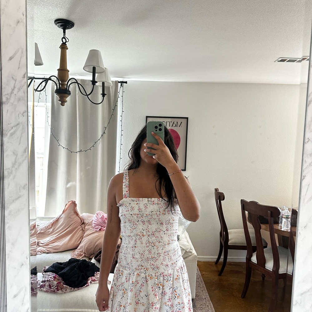 ALI & JAY White Mini Dress with Pink Floral Print